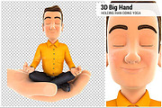 3D Hand Holding Man Doing Yoga