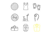 Fitness linear icons set