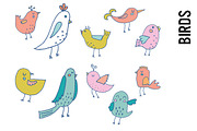 Pastel Bird Doodle Clipart