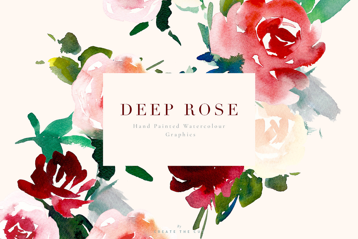 Watercolour Flowers - Deep Rose in Illustrations - product preview 8