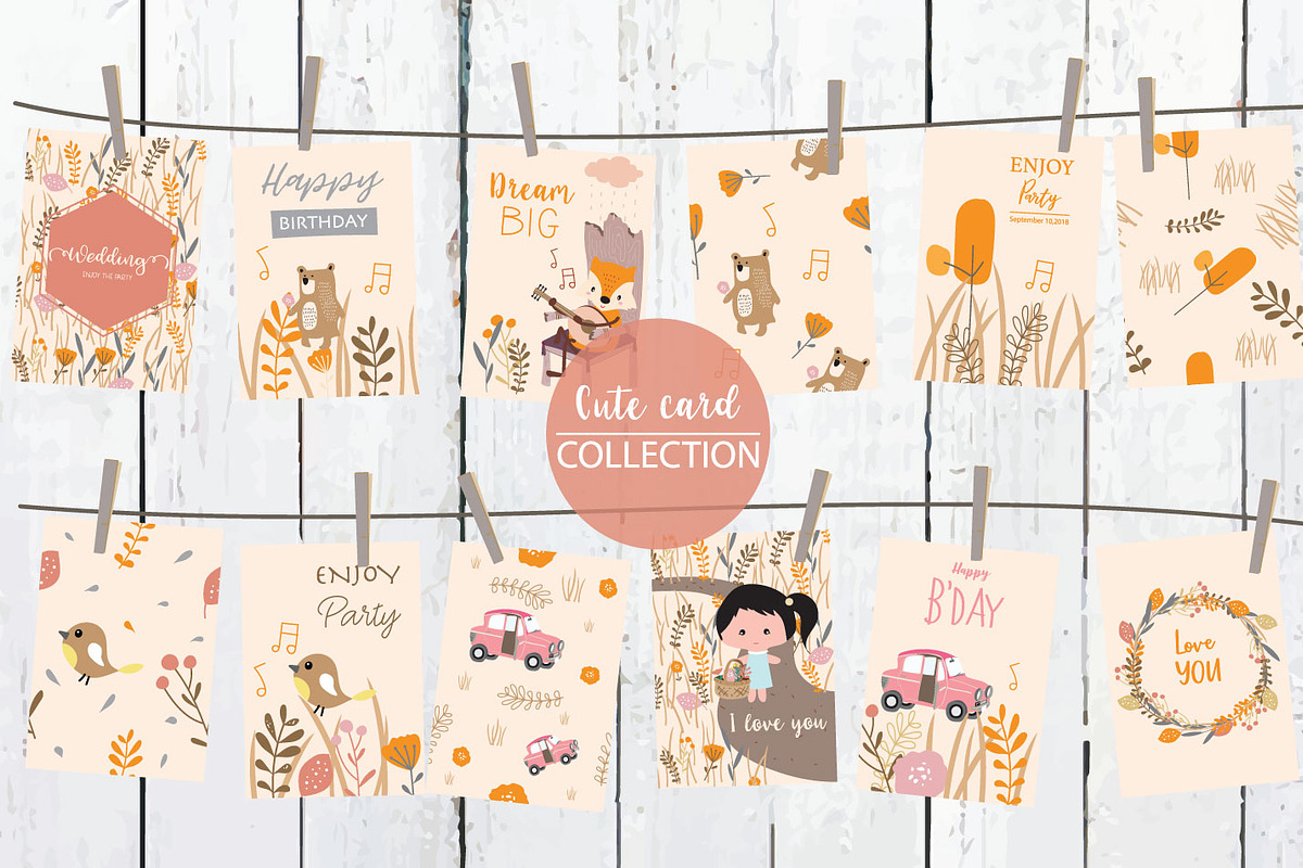12 cute natural design cards3# in Postcard Templates - product preview 8