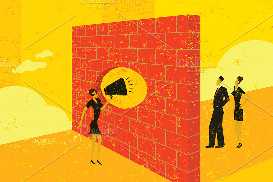 Shouting through a brick wall in Illustrations - product preview 8