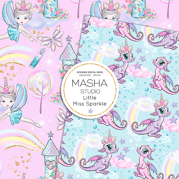 LITTLE MISS SPARKLE digital paper in Patterns - product preview 7