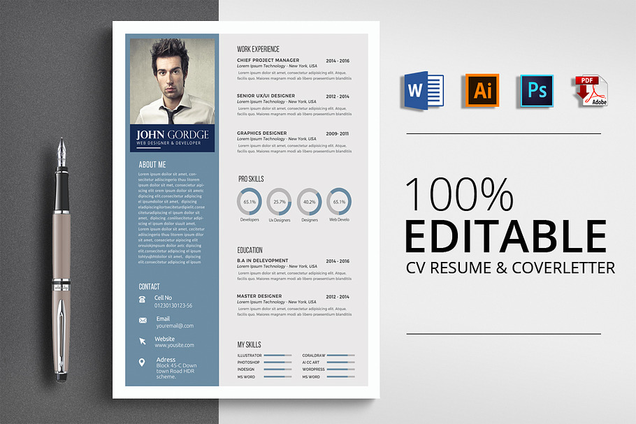 CV Resume Word Template in Resume Templates - product preview 8