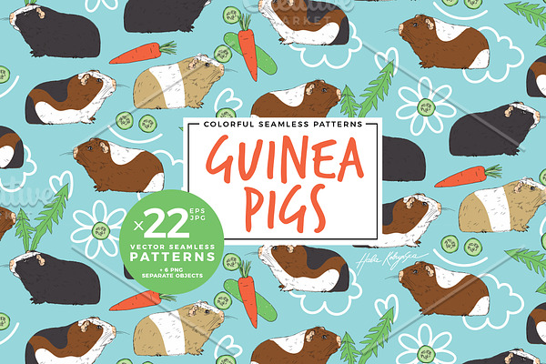 Pattern with guinea pigs or cavies
