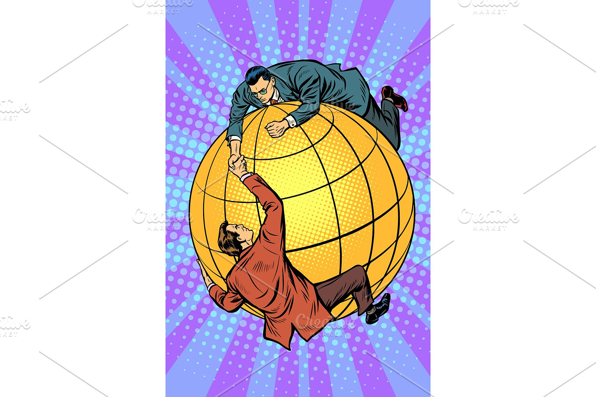 Politicians on the globe help each other in Illustrations - product preview 8