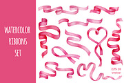 Watercolor ribbons set