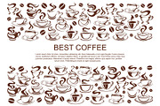 Vector coffeehouse cafe poster of coffee cups