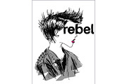 Rebel concept t-shirt print and embroidery
