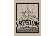 Freedom concept t-shirt print and embroidery