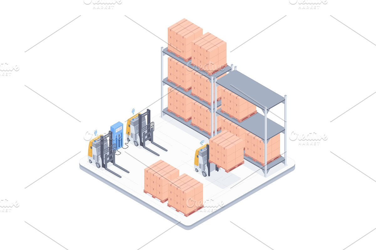 Smart warehouse isometric illustration in Objects - product preview 8