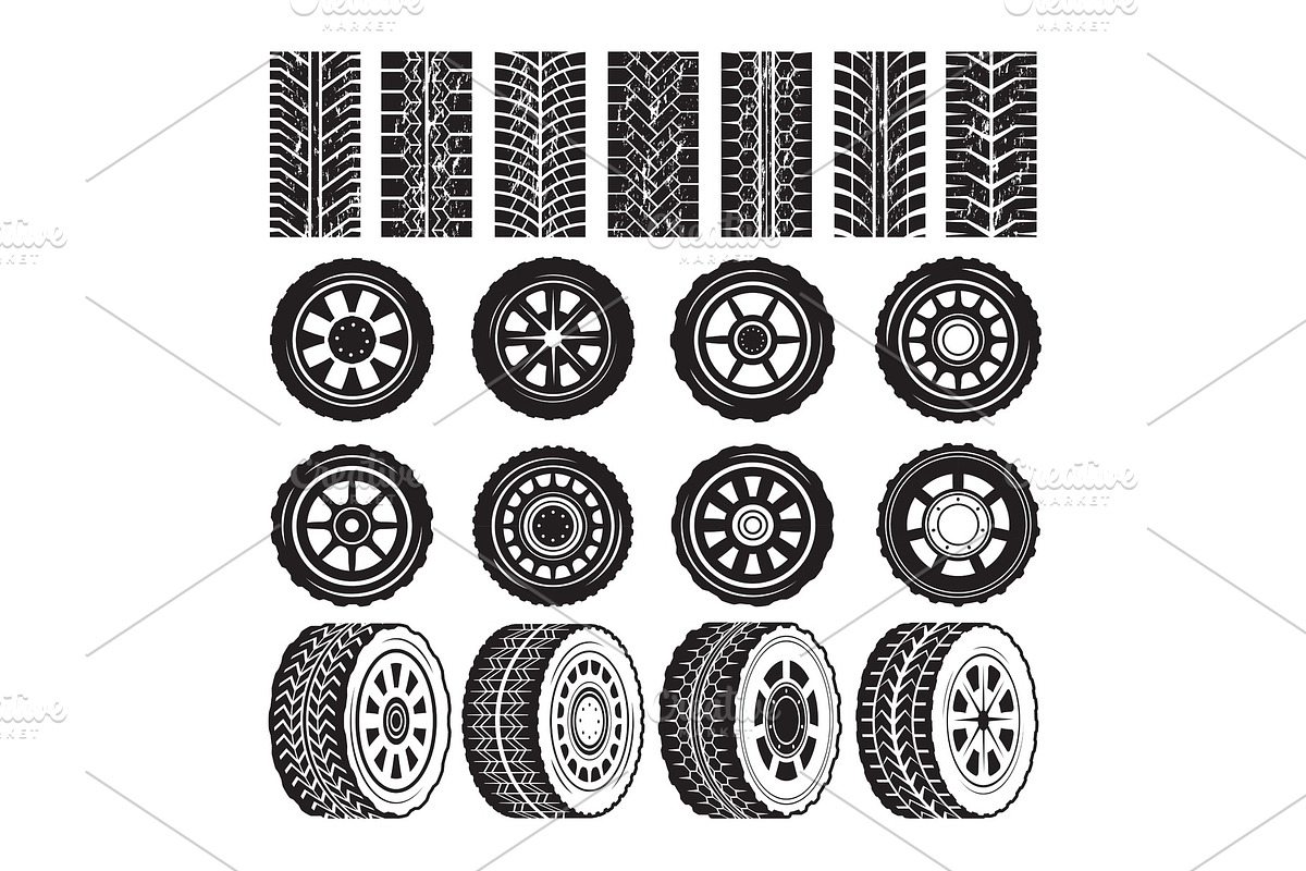 Monochrome pictures with wheels and tyres protector in Graphics - product preview 8