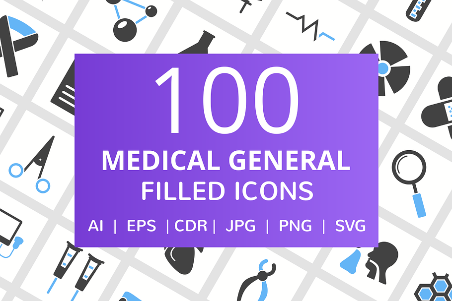 100 Medical General Filled Line Icon in Graphics - product preview 8