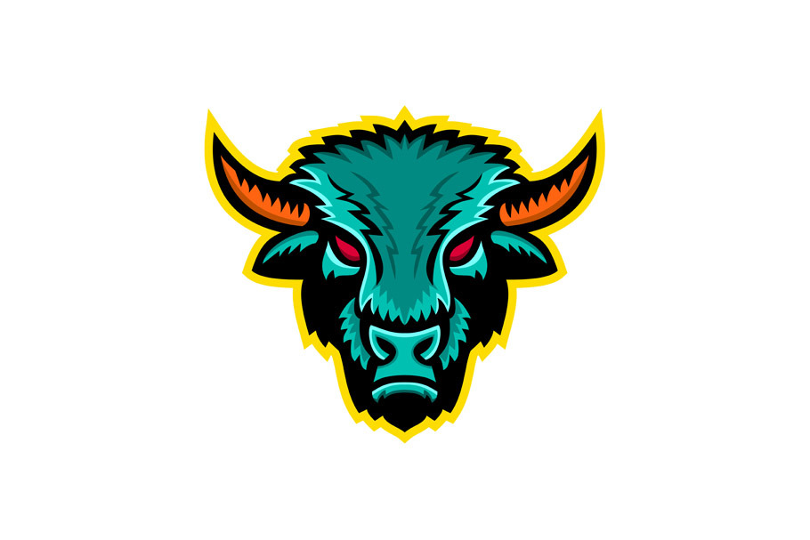 American Bison Head Sports Mascot