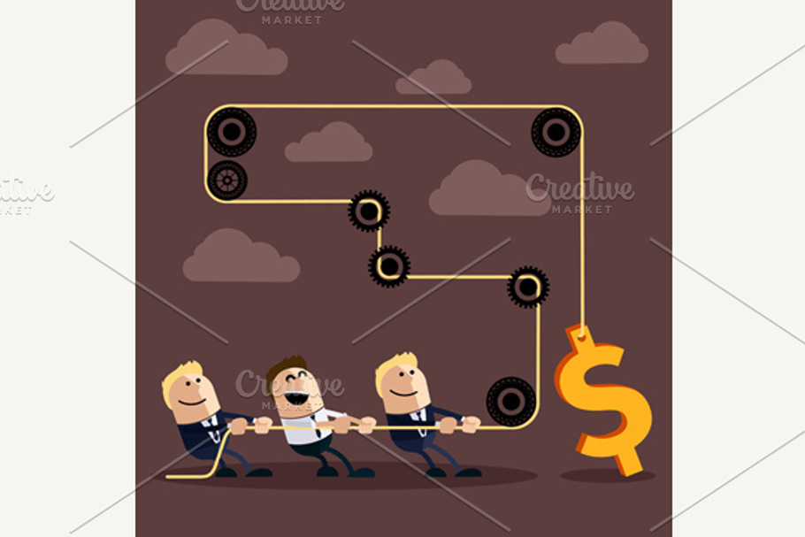 Businessman Pulling Rope with Dollar in Illustrations - product preview 8