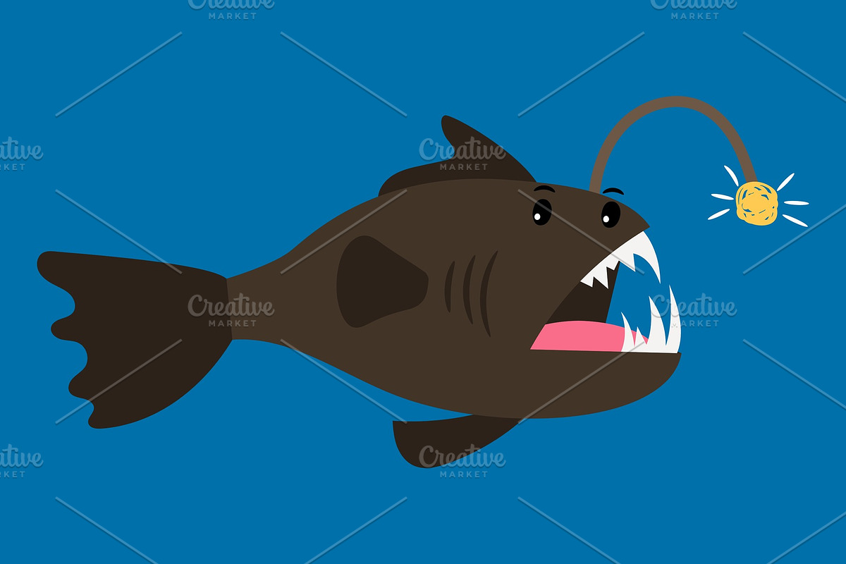 Angler fish cartoon icon in Illustrations - product preview 8