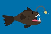 Angler fish cartoon icon