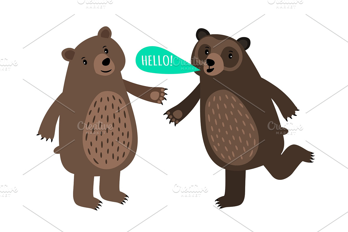 Two cartoon bears with speech bubble in Illustrations - product preview 8