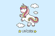 Fantasy cute unicorn in the sky