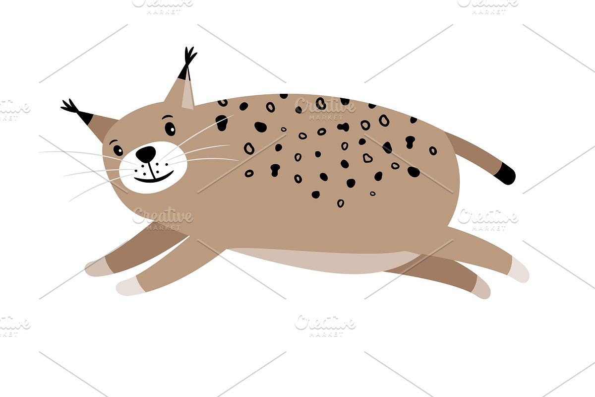Lynx cute cartoon animal icon in Illustrations - product preview 8