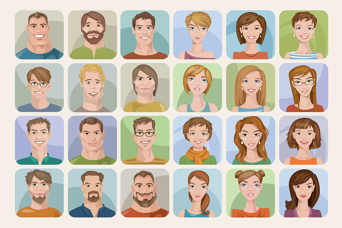 48 male&female avatars in Graphics - product preview 8