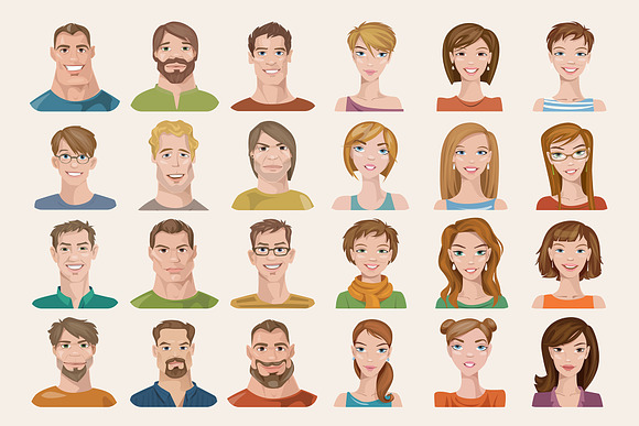 48 male&female avatars in Graphics - product preview 1