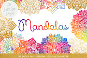 Mandala Clipart Set Rainbow & Gold