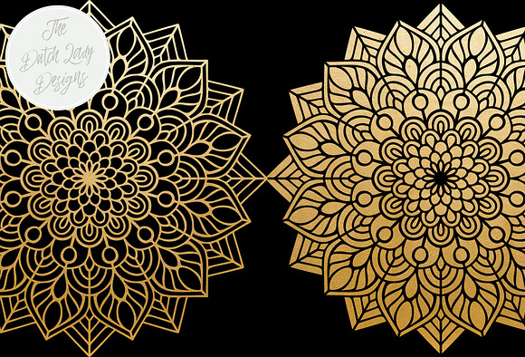 Mandala Clipart Set Rainbow & Gold in Illustrations - product preview 1