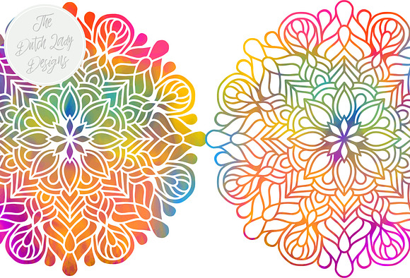 Mandala Clipart Set Rainbow & Gold in Illustrations - product preview 3
