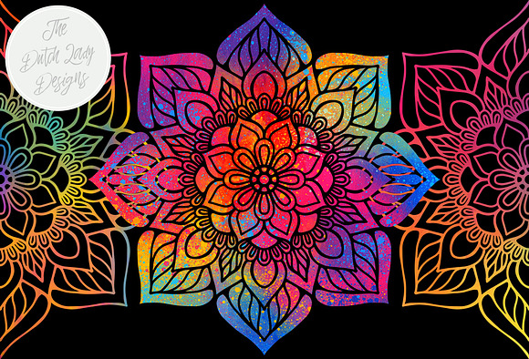 Mandala Clipart Set Rainbow & Gold in Illustrations - product preview 4