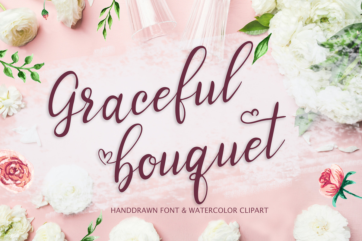 Graceful bouquet-lovely font&clipart in Script Fonts - product preview 8