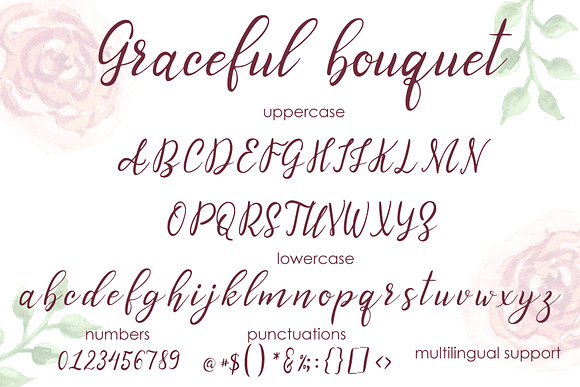 Graceful bouquet-lovely font&clipart in Script Fonts - product preview 2