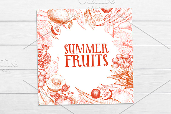 Fruits Vector Frame in Illustrations - product preview 1