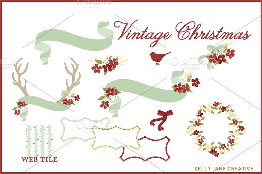 Vintage Christmas Clipart Vector