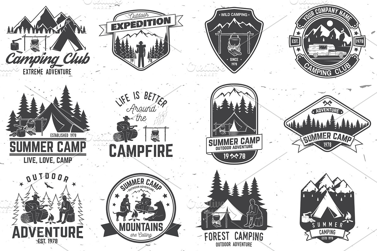 Summer Camp Badges in Illustrations - product preview 8