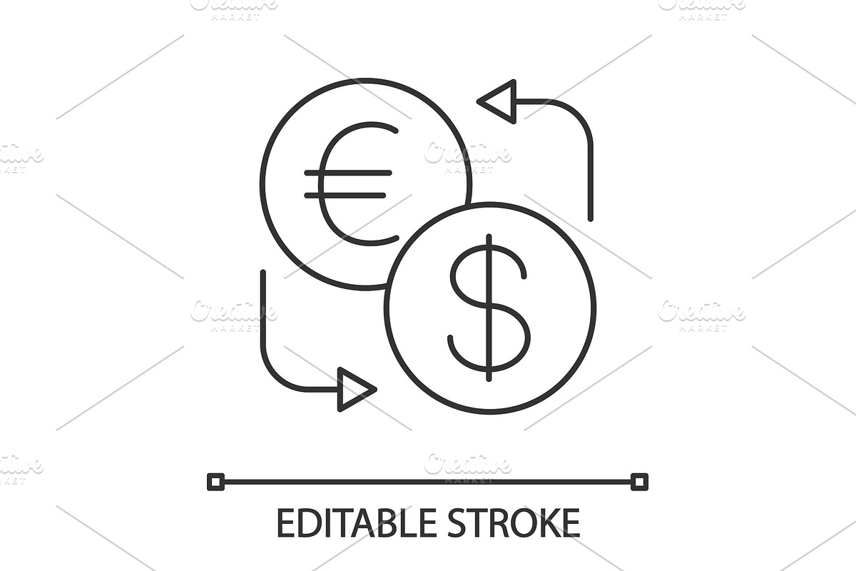 Euro and dollar currency exchange linear icon in Graphics - product preview 8