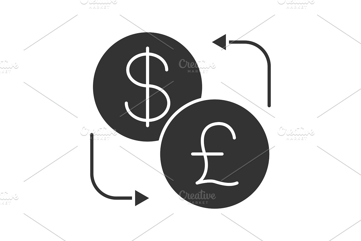 Dollar and British pound currency exchange glyph icon in Graphics - product preview 8