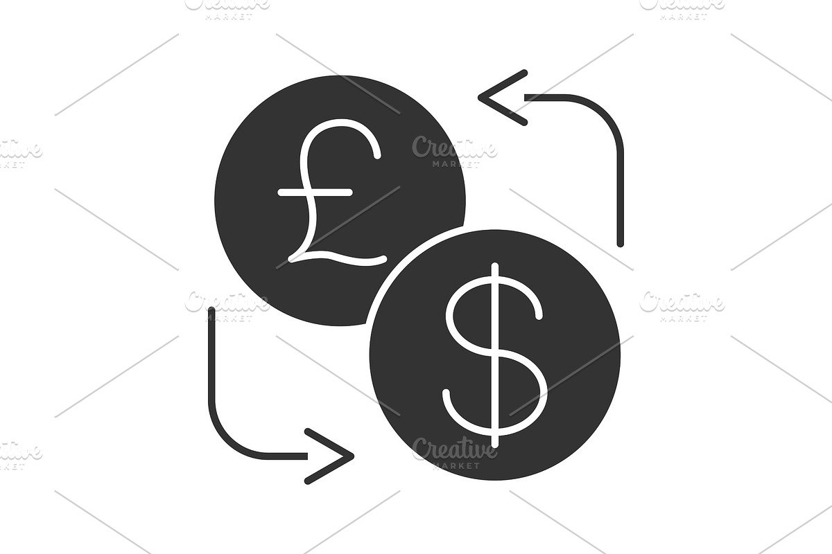 Dollar and British pound currency exchange glyph icon in Graphics - product preview 8