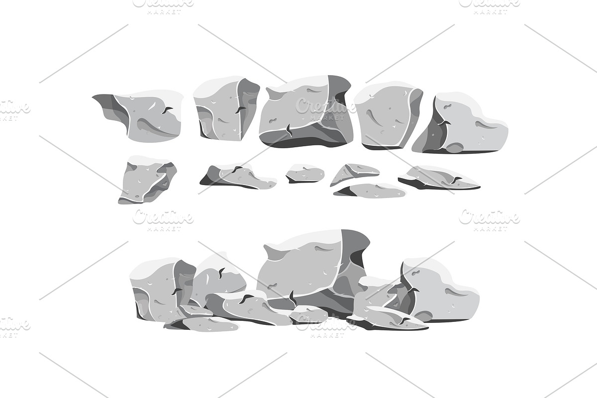 Heavy stones set in cartoon style in Objects - product preview 8