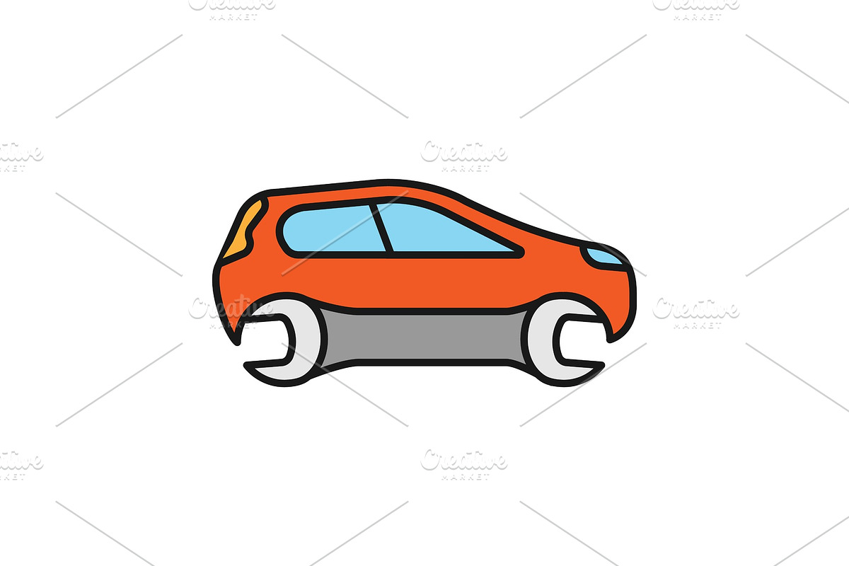 Car with spanner color icon in Graphics - product preview 8