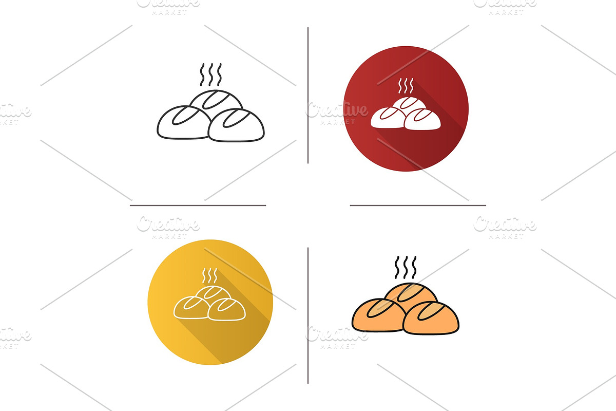 Dinner rolls icon in Graphics - product preview 8