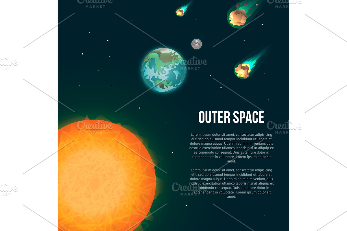 Outer space poster with earth in Illustrations - product preview 8