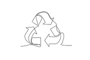 recycle sign one line drawing