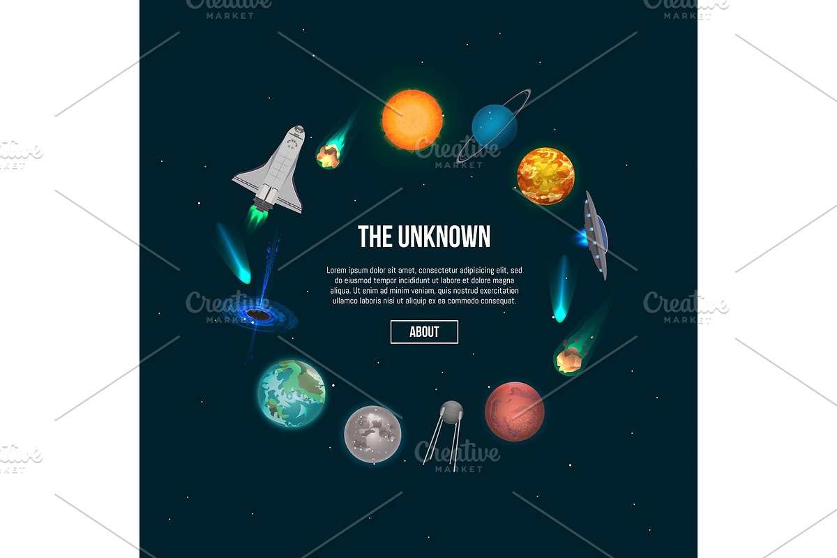 The unknown universe banner with cosmic elements in Illustrations - product preview 8