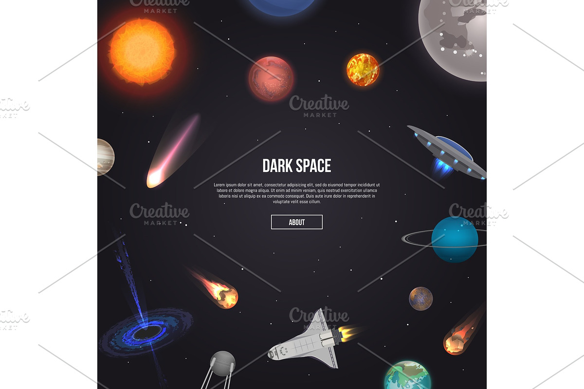 Dark space banner with cosmic elements in Illustrations - product preview 8