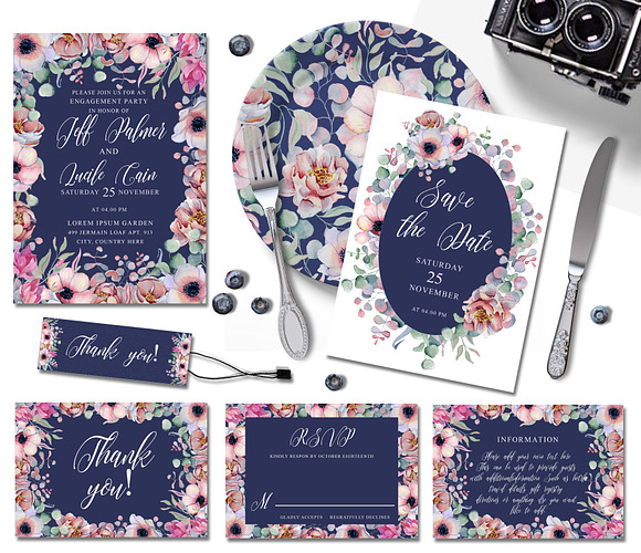 Floral Wedding Invitation Suit in Wedding Templates - product preview 3