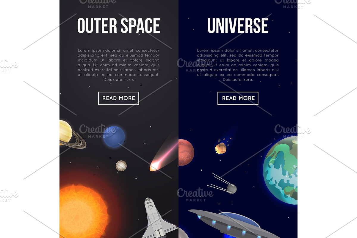 Outer space flyers with cosmic elements in Illustrations - product preview 8