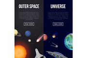 Outer space flyers with cosmic elements
