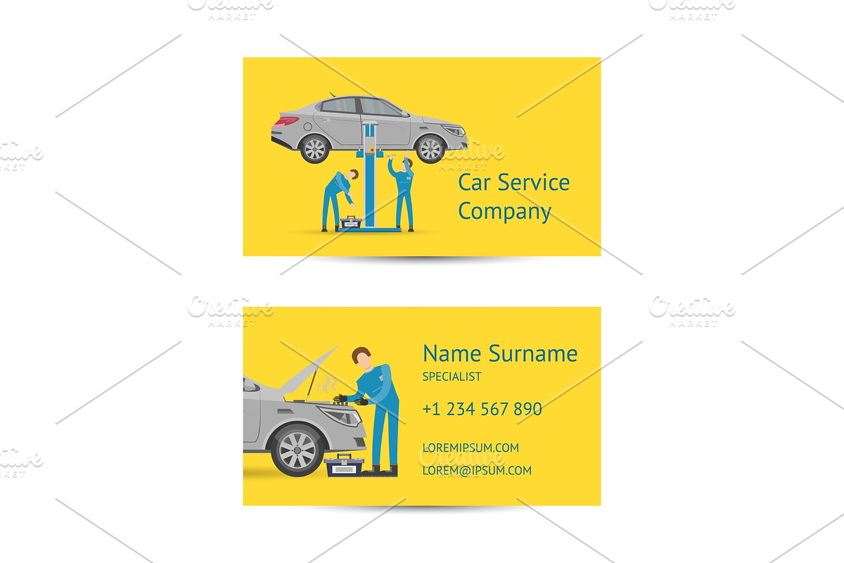 Business card template for auto service in Illustrations - product preview 8