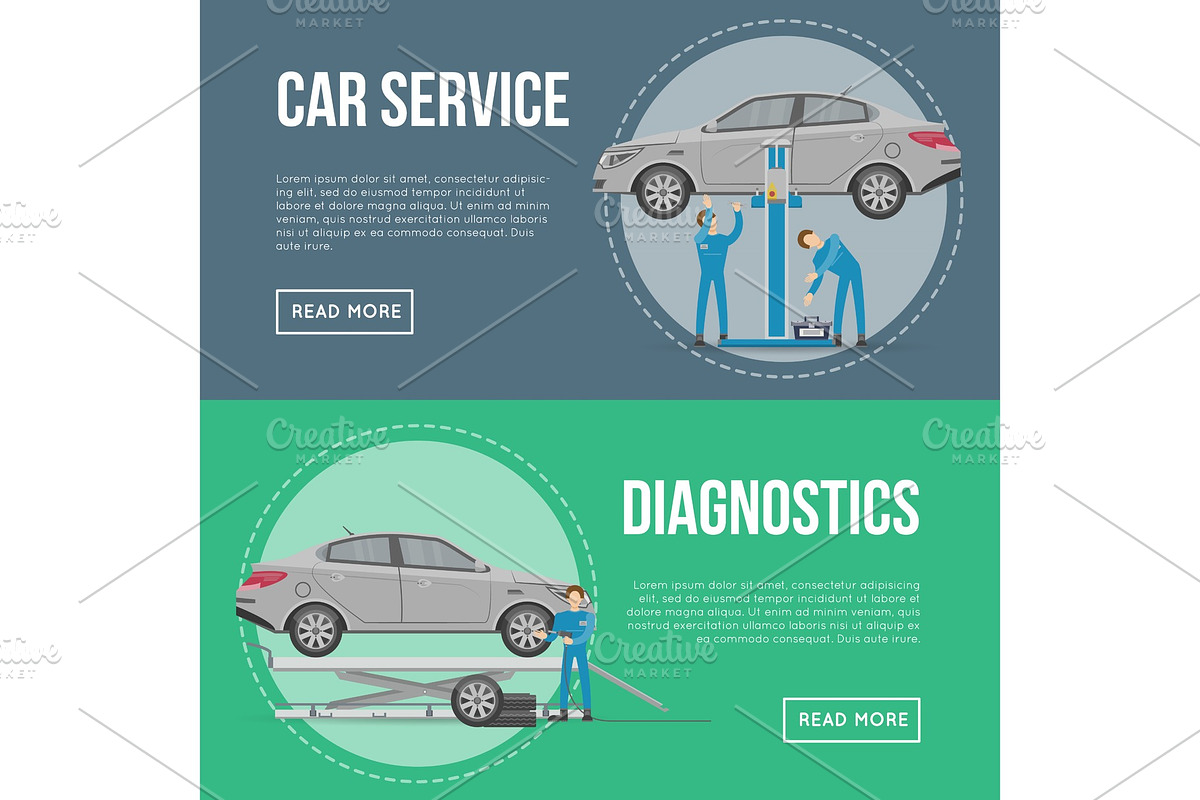 Car diagnostics and repair services flyers in Illustrations - product preview 8
